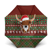 Scottish Christmas Umbrella Highland Cattle-Xmas Tartan Stripes Style Red Color - Wonder Print Shop