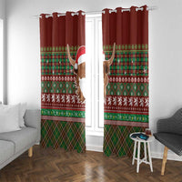 Scottish Christmas Window Curtain Highland Cattle-Xmas Tartan Stripes Style Red Color - Wonder Print Shop