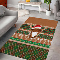 Scottish Christmas Area Rug Highland Cattle-Xmas Tartan Stripes Style Brown Color - Wonder Print Shop