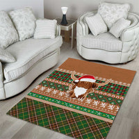 Scottish Christmas Area Rug Highland Cattle-Xmas Tartan Stripes Style Brown Color - Wonder Print Shop