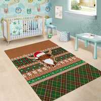 Scottish Christmas Area Rug Highland Cattle-Xmas Tartan Stripes Style Brown Color - Wonder Print Shop