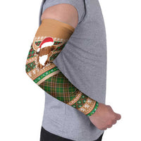 Scottish Christmas Arm Sleeves Highland Cattle-Xmas Tartan Stripes Style Brown Color - Wonder Print Shop