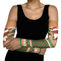 Scottish Christmas Arm Sleeves Highland Cattle-Xmas Tartan Stripes Style Brown Color - Wonder Print Shop