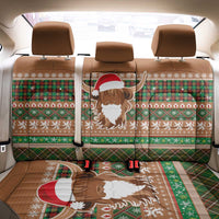 Scottish Christmas Back Car Seat Cover Highland Cattle-Xmas Tartan Stripes Style Brown Color - Wonder Print Shop