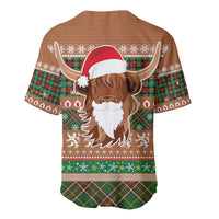 Scottish Christmas Baseball Jersey Highland Cattle-Xmas Tartan Stripes Style Brown Color - Wonder Print Shop