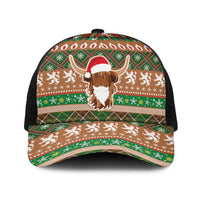 Scottish Christmas Baseball Net Cap Highland Cattle-Xmas Tartan Stripes Style Brown Color - Wonder Print Shop