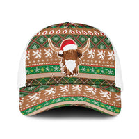 Scottish Christmas Baseball Net Cap Highland Cattle-Xmas Tartan Stripes Style Brown Color - Wonder Print Shop