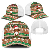 Scottish Christmas Baseball Net Cap Highland Cattle-Xmas Tartan Stripes Style Brown Color - Wonder Print Shop