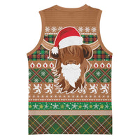 Scottish Christmas Basketball Jersey Highland Cattle-Xmas Tartan Stripes Style Brown Color - Wonder Print Shop