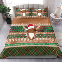 Scottish Christmas Bedding Set Highland Cattle-Xmas Tartan Stripes Style Brown Color - Wonder Print Shop