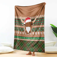 Scottish Christmas Blanket Highland Cattle-Xmas Tartan Stripes Style Brown Color - Wonder Print Shop