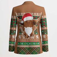 Scottish Christmas Blazer Highland Cattle-Xmas Tartan Stripes Style Brown Color - Wonder Print Shop
