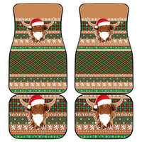 Scottish Christmas Car Mats Highland Cattle-Xmas Tartan Stripes Style Brown Color - Wonder Print Shop