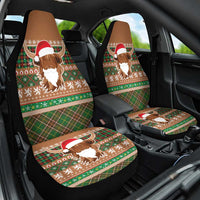 Scottish Christmas Car Seat Cover Highland Cattle-Xmas Tartan Stripes Style Brown Color - Wonder Print Shop
