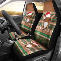 Scottish Christmas Car Seat Cover Highland Cattle-Xmas Tartan Stripes Style Brown Color - Wonder Print Shop