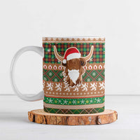 Scottish Christmas Ceramic Mug Highland Cattle-Xmas Tartan Stripes Style Brown Color - Wonder Print Shop