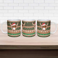 Scottish Christmas Ceramic Mug Highland Cattle-Xmas Tartan Stripes Style Brown Color - Wonder Print Shop