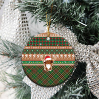 Scottish Christmas Ceramic Ornament Highland Cattle-Xmas Tartan Stripes Style Brown Color - Wonder Print Shop