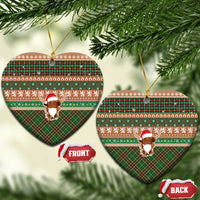 Scottish Christmas Ceramic Ornament Highland Cattle-Xmas Tartan Stripes Style Brown Color - Wonder Print Shop