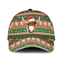 Scottish Christmas Classic Cap Highland Cattle-Xmas Tartan Stripes Style Brown Color - Wonder Print Shop