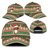 Scottish Christmas Classic Cap Highland Cattle-Xmas Tartan Stripes Style Brown Color - Wonder Print Shop