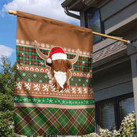 Scottish Christmas Garden Flag Highland Cattle-Xmas Tartan Stripes Style Brown Color - Wonder Print Shop