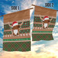 Scottish Christmas Garden Flag Highland Cattle-Xmas Tartan Stripes Style Brown Color - Wonder Print Shop