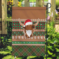 Scottish Christmas Garden Flag Highland Cattle-Xmas Tartan Stripes Style Brown Color - Wonder Print Shop