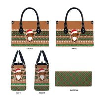 Scottish Christmas Leather Bag Highland Cattle-Xmas Tartan Stripes Style Brown Color - Wonder Print Shop