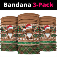 Scottish Christmas Neck Gaiter Highland Cattle-Xmas Tartan Stripes Style Brown Color - Wonder Print Shop