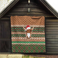 Scottish Christmas Quilt Highland Cattle-Xmas Tartan Stripes Style Brown Color - Wonder Print Shop