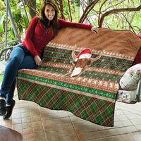 Scottish Christmas Quilt Highland Cattle-Xmas Tartan Stripes Style Brown Color - Wonder Print Shop