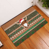 Scottish Christmas Rubber Doormat Highland Cattle-Xmas Tartan Stripes Style Brown Color - Wonder Print Shop