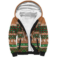 Scottish Christmas Sherpa Hoodie Highland Cattle-Xmas Tartan Stripes Style Brown Color - Wonder Print Shop