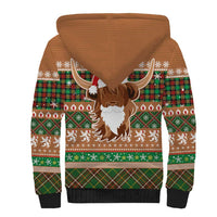 Scottish Christmas Sherpa Hoodie Highland Cattle-Xmas Tartan Stripes Style Brown Color - Wonder Print Shop