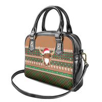 Scottish Christmas Shoulder Handbag Highland Cattle-Xmas Tartan Stripes Style Brown Color - Wonder Print Shop