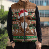 Scottish Christmas Sleeveless Puffer Jacket Highland Cattle-Xmas Tartan Stripes Style Brown Color - Wonder Print Shop