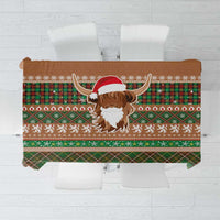 Scottish Christmas Tablecloth Highland Cattle-Xmas Tartan Stripes Style Brown Color - Wonder Print Shop