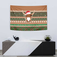 Scottish Christmas Tapestry Highland Cattle-Xmas Tartan Stripes Style Brown Color - Wonder Print Shop