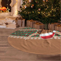 Scottish Christmas Tree Skirt Highland Cattle-Xmas Tartan Stripes Style Brown Color - Wonder Print Shop