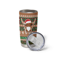 Scottish Christmas Tumbler Cup Highland Cattle-Xmas Tartan Stripes Style Brown Color - Wonder Print Shop