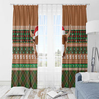 Scottish Christmas Window Curtain Highland Cattle-Xmas Tartan Stripes Style Brown Color - Wonder Print Shop