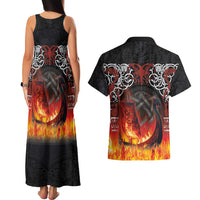 Scotland Up Helly Aa Couples Matching Tank Maxi Dress and Hawaiian Shirt Drakkar Viking Longship Burning The Return of The Light - Wonder Print Shop