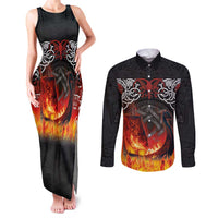 Scotland Up Helly Aa Couples Matching Tank Maxi Dress and Long Sleeve Button Shirt Drakkar Viking Longship Burning The Return of The Light - Wonder Print Shop