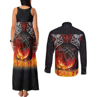 Scotland Up Helly Aa Couples Matching Tank Maxi Dress and Long Sleeve Button Shirt Drakkar Viking Longship Burning The Return of The Light - Wonder Print Shop