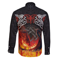 Scotland Up Helly Aa Family Matching Off The Shoulder Long Sleeve Dress and Hawaiian Shirt Drakkar Viking Longship Burning The Return of The Light - Wonder Print Shop
