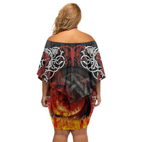 Scotland Up Helly Aa Family Matching Off Shoulder Short Dress and Hawaiian Shirt Drakkar Viking Longship Burning The Return of The Light - Wonder Print Shop