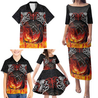 Scotland Up Helly Aa Family Matching Puletasi and Hawaiian Shirt Drakkar Viking Longship Burning The Return of The Light - Wonder Print Shop