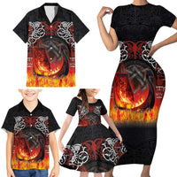 Scotland Up Helly Aa Family Matching Short Sleeve Bodycon Dress and Hawaiian Shirt Drakkar Viking Longship Burning The Return of The Light - Wonder Print Shop