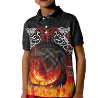 Scotland Up Helly Aa Kid Polo Shirt Drakkar Viking Longship Burning The Return of The Light - Wonder Print Shop